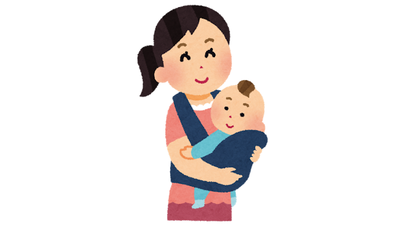 赤ちゃんを抱っこするお母さんのイラスト