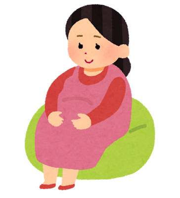 お腹に手を当てる妊婦さんのイメージ(イラスト)