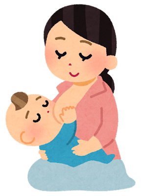 赤ちゃんに授乳するママのイメージ(イラスト)